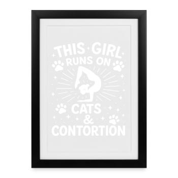 This Girl Runs On Cats And Contortion Yoga - Framed poster (27 × 37 cm) - black - Front