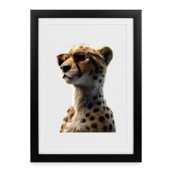 Gepard Cheetah Raubkatze Katzen Liebhaber Geparden - Gerahmtes Poster (27 × 37 cm) - Schwarz - Vorne