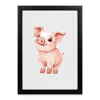 Porc Porcelet - Affiche encadrée (27 × 37 cm) - noir - Devant
