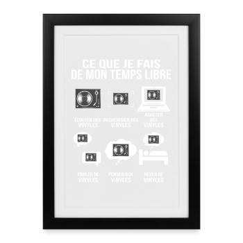 Ce que je fais de mon temps libre musique rétro - Affiche encadrée (27 × 37 cm) - noir - Devant