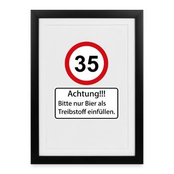 35 Caution only fill beer as fuel - Framed poster (27 × 37 cm) - black - Front