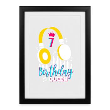 Anniversaire Reine 7ème anniversaire - Affiche encadrée (27 × 37 cm) - noir - Devant