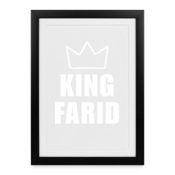 Nom Farid avec la lettre F - Chemise King Crown - Affiche encadrée (27 × 37 cm) - noir - Devant