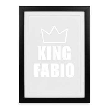 Nom Fabio avec lettre F - Chemise Couronne Roi - Affiche encadrée (27 × 37 cm) - noir - Devant