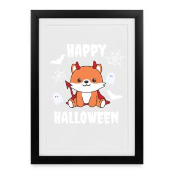 Fox Happy Halloween Devil Costume - Framed poster (27 × 37 cm) - black - Front