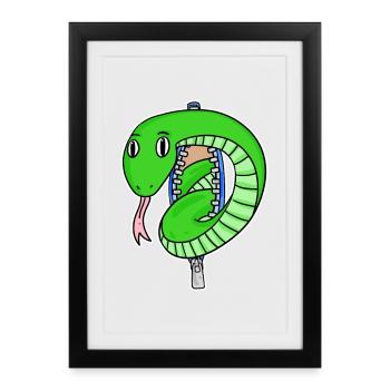serpent mignon - Affiche encadrée (27 × 37 cm) - noir - Devant