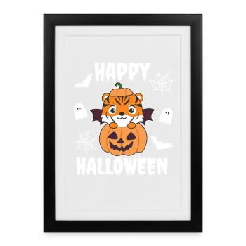 Costume de chauve-souris citrouille d'Halloween Tigre Joyeux - Affiche encadrée (27 × 37 cm) - noir - Devant