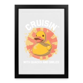 L’équipage d’un canard en caoutchouc profite d’une croisière - Affiche encadrée (27 × 37 cm) - noir - Devant
