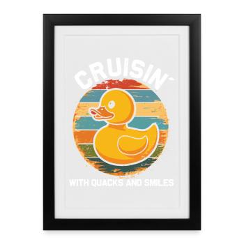 L’équipage d’un canard en caoutchouc profite d’une croisière - Affiche encadrée (27 × 37 cm) - noir - Devant