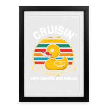 L’équipage d’un canard en caoutchouc profite d’une croisière - Affiche encadrée (27 × 37 cm) - noir - Devant