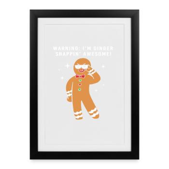 Bonhomme en pain d'épices de Noël - Affiche encadrée (27 × 37 cm) - noir - Devant
