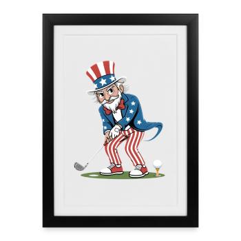 Joueur de golf : Grand-père, Jour de l’Indépendance 4 juillet - Affiche encadrée (27 × 37 cm) - noir - Devant