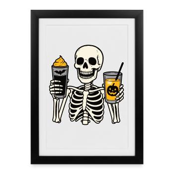Boissons squelette d’Halloween - Affiche encadrée (27 × 37 cm) - noir - Devant