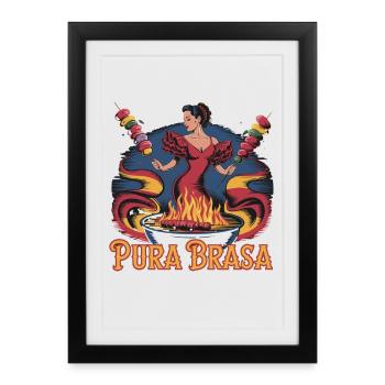 Pura Brasa Fiery Passion Grilling - Framed poster (27 × 37 cm) - black - Front