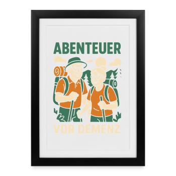 Aventure Avant Démence Camping Camper Rétro Design - Affiche encadrée (27 × 37 cm) - noir - Devant