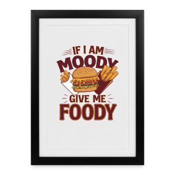 Moody Foodie Hamburger & Fries Design - Framed poster (27 × 37 cm) - black - Front