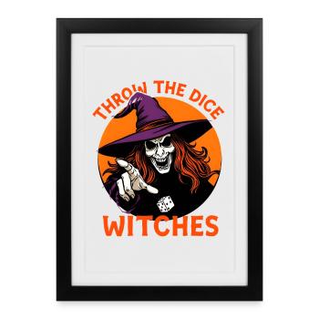 Halloween Saison effrayante Lancer les dés Sorcières - Affiche encadrée (27 × 37 cm) - noir - Devant