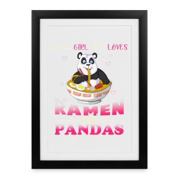 Girl Who Loves Ramen and Pandas Design - Framed poster (27 × 37 cm) - black - Front