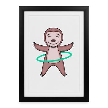 Cute sloth with hoop - Framed poster (27 × 37 cm) - black - Front