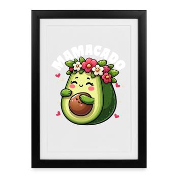 Mamacado Avocat Amoureux Fête des Mères - Affiche encadrée (27 × 37 cm) - noir - Devant