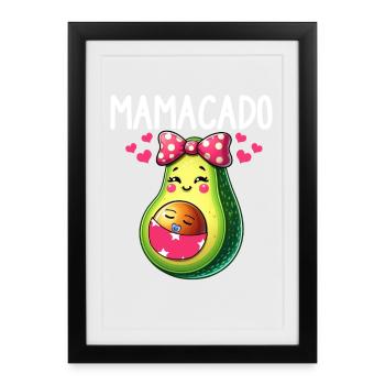Mamacado Avocat Amoureux Fête des Mères - Affiche encadrée (27 × 37 cm) - noir - Devant