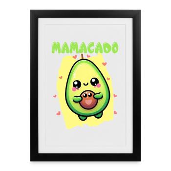 Mamacado Avocat Amoureux Fête des Mères - Affiche encadrée (27 × 37 cm) - noir - Devant