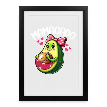 Mamacado Avocat Amoureux Fête des Mères - Affiche encadrée (27 × 37 cm) - noir - Devant