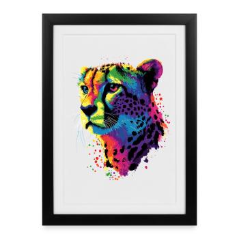 Gepard Cheetah Raubkatze Katzen Liebhaber Geparden - Gerahmtes Poster (27 × 37 cm) - Schwarz - Vorne
