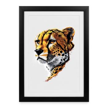 Gepard Cheetah Raubkatze Katzen Liebhaber Geparden - Gerahmtes Poster (27 × 37 cm) - Schwarz - Vorne