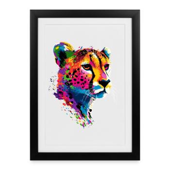 Gepard Cheetah Raubkatze Katzen Liebhaber Geparden - Gerahmtes Poster (27 × 37 cm) - Schwarz - Vorne