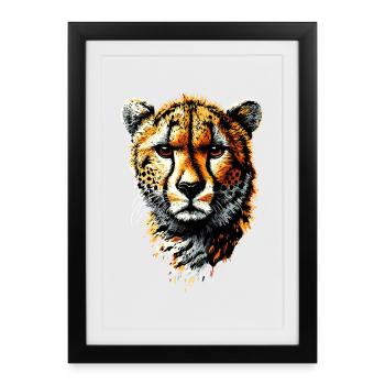Gepard Cheetah Raubkatze Katzen Liebhaber Geparden - Gerahmtes Poster (27 × 37 cm) - Schwarz - Vorne