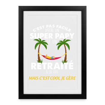 Notre Papy Retraité Vacances Tropical - Affiche encadrée (27 × 37 cm) - noir - Devant