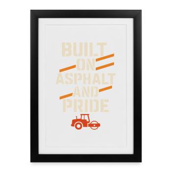 Équipe de construction routière Équipe béton bitumineux - Affiche encadrée (27 × 37 cm) - noir - Devant
