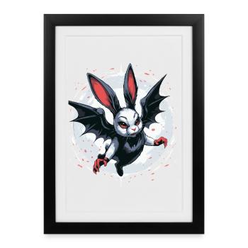 Lapin Noir Vampire Crête Vampire Vampire - Affiche encadrée (27 × 37 cm) - noir - Devant