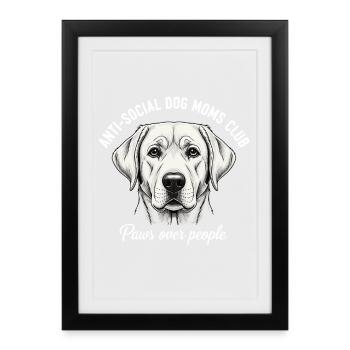 Logo du club canin antisocial - Labrador - Affiche encadrée (27 × 37 cm) - noir - Devant
