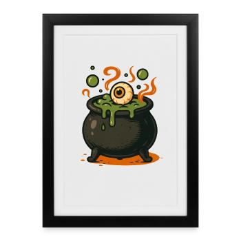 Spooky Witches' Cauldron Illustration - Framed poster (27 × 37 cm) - black - Front