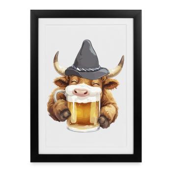 Volksfest Bulle avec verre à bière Beer Festival Tente à bière - Affiche encadrée (27 × 37 cm) - noir - Devant