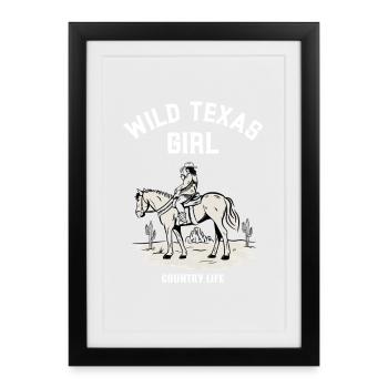 WILD TEXAS FILLE CHEVAL VIE À LA CAMPAGNE - Affiche encadrée (27 × 37 cm) - noir - Devant