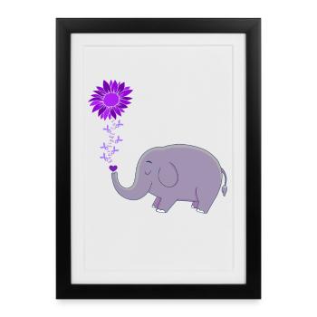 Cute Elephant Flower Magic - Framed poster (27 × 37 cm) - black - Front