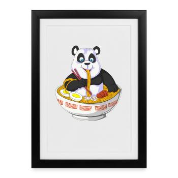 Panda Chef mit Nudelschüssel Design - Gerahmtes Poster (27 × 37 cm) - Schwarz - Vorne