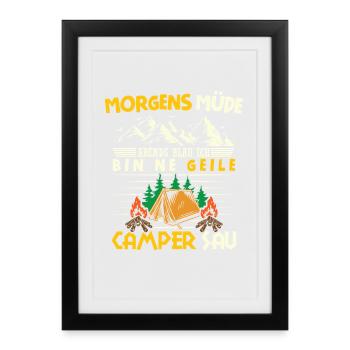 Camper Camping Caravan Saying - Framed poster (27 × 37 cm) - black - Front