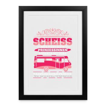 Camper Camping Caravan Saying - Framed poster (27 × 37 cm) - black - Front