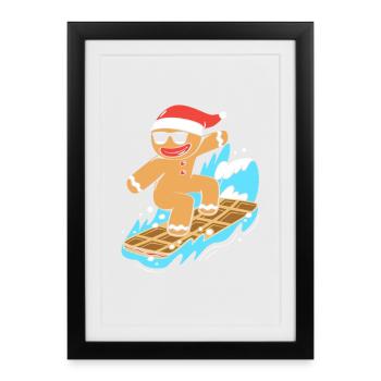 Bonhomme en pain d'épices Pain d'épices de Noël - Affiche encadrée (27 × 37 cm) - noir - Devant