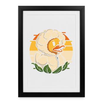Tête de canard câline au chou-fleur - Affiche encadrée (27 × 37 cm) - noir - Devant