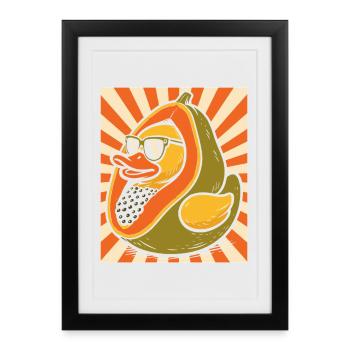 Personnage humoristique de canard papaye - Affiche encadrée (27 × 37 cm) - noir - Devant