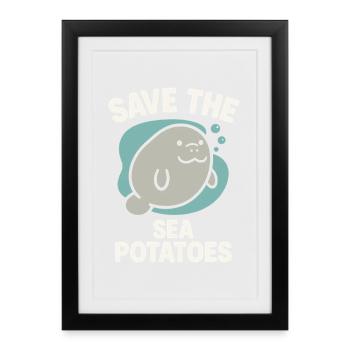 Manatee enthusiast sea beef lover salad love - Framed poster (27 × 37 cm) - black - Front