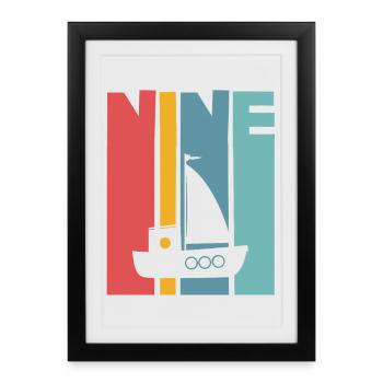 9th Birthday Sailing Ship - Framed poster (27 × 37 cm) - black - Front