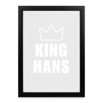Nom de Hans avec la lettre H - T-shirt King Crown - Affiche encadrée (27 × 37 cm) - noir - Devant
