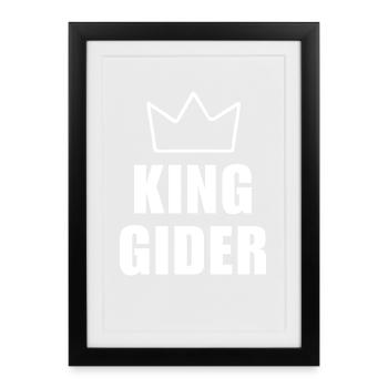 Nom Gider avec la lettre G - T-shirt King Crown - Affiche encadrée (27 × 37 cm) - noir - Devant
