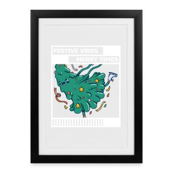 Festive Vibes Merry Times Cadeau Ambiance et Joie - Affiche encadrée (27 × 37 cm) - noir - Devant